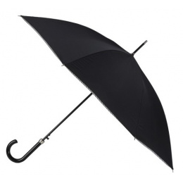 Women's Black Cane Umbrella with Marinière Finish - Piganiol