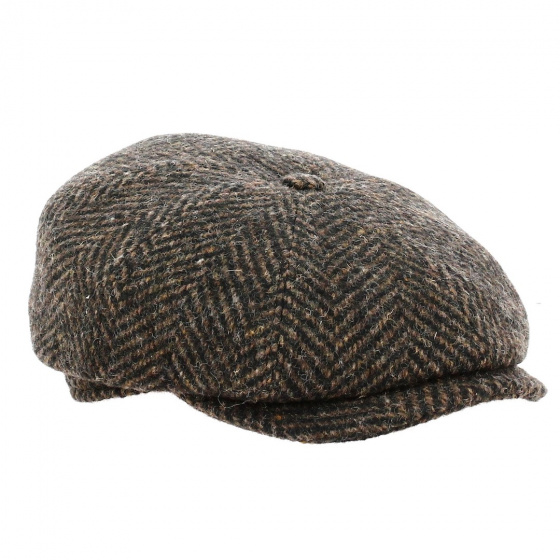 Mozart Brown Herringbone Hatteras Cap - Traclet