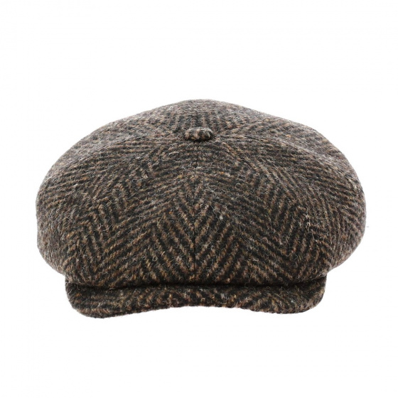 Mozart Brown Herringbone Hatteras Cap - Traclet