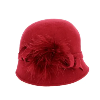 Sophia Red Wool Felt Cloche Hat - Traclet Reference: 18654 | Traclet Hatmakers