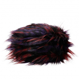 Courchevel Faux Fur Black and Burgundy Beanie - Traclet