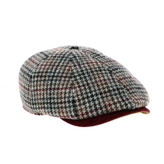 Houndstooth 8-panel cap - Marone