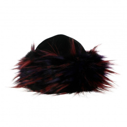 Nastasia Leather & Faux Fur Red-Violet Toque - Traclet