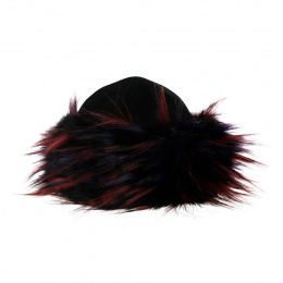 Toque Nastasia Leather & Faux Fur purple red - Traclet