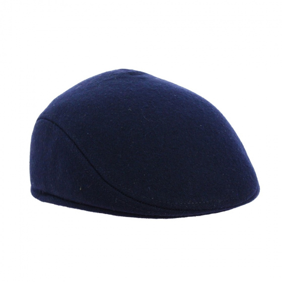 Navy wool rounded cap with ear flaps - Traclet