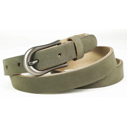 Khaki leather belt - Traclet