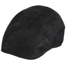 Black Leather Manatee Flat Cap - Traclet - Chapellerie Traclet Reference: 19396| Chapellerie Traclet