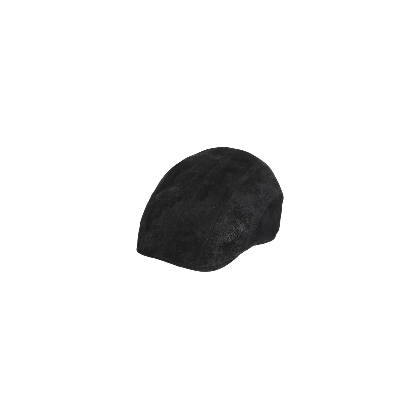 Black Leather Manatee Flat Cap - Traclet - Chapellerie Traclet Reference: 19396| Chapellerie Traclet