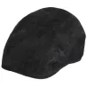 Black Leather Manatee Flat Cap - Traclet - Chapellerie Traclet Reference: 19396| Chapellerie Traclet