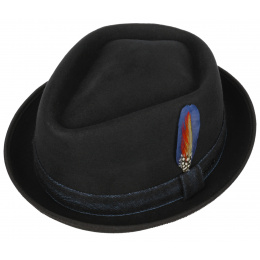 Diamond Porkpie Black Hat - Stetson