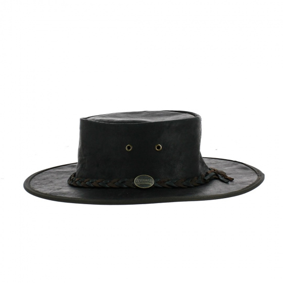 Chapeau Cuir Kangourou Squashy Noir - Barmah