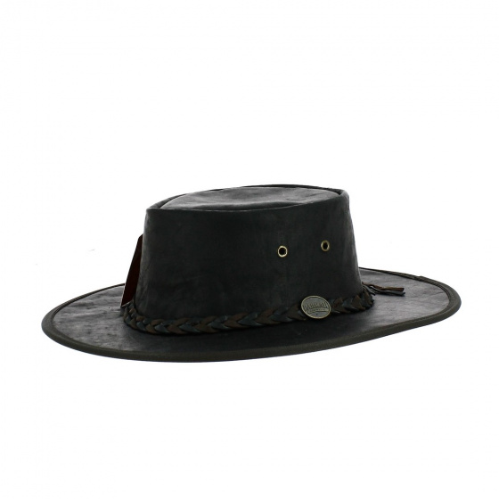 Chapeau Cuir Kangourou Squashy Noir - Barmah