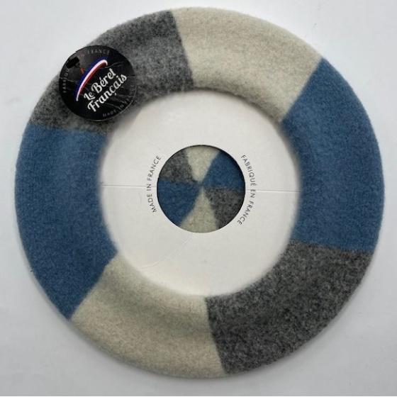 Blue Gray & Ecru Trio Beret - Le Béret Français