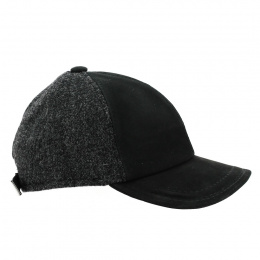Black leather and fabric American cap - Flechet