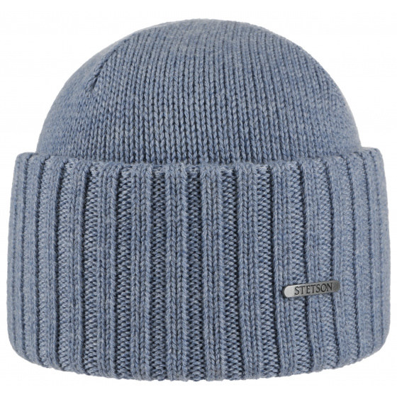 Short Beanie with Cuff Northport Light Blue Wool - Stetson