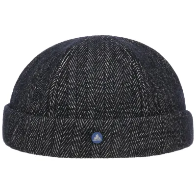 Navy Herringbone Wool Docker Beanie - Hammaburg Reference: 17089 | Traclet Hat Shop