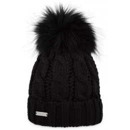 Black Calgary Fur Pompom Beanie - Pipolaki