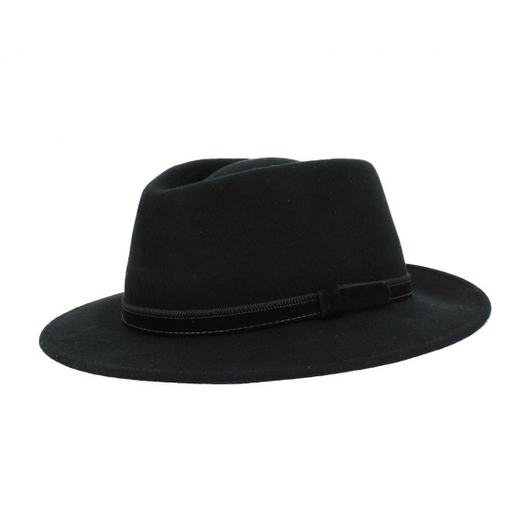 Traveller Paris Hat with Ear Flaps Wool Felt Black - Fléchet