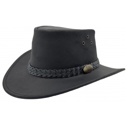 Wallaroo Oil Australian Leather Hat Black - Jacaru