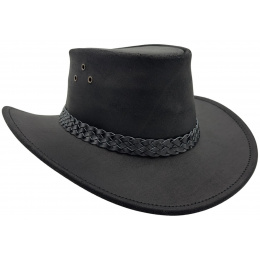 Australian Leather Hat Wallaroo Oil Black - Jacaru
