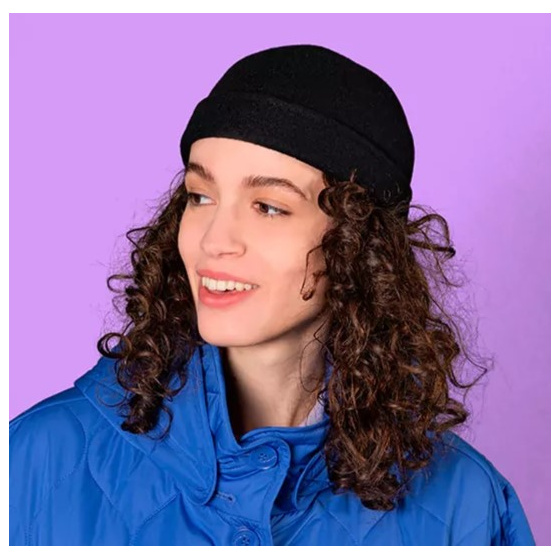 Black Merino Wool Docker Beanie - Kopka