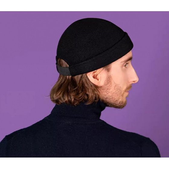 Black Merino Wool Docker Beanie - Kopka