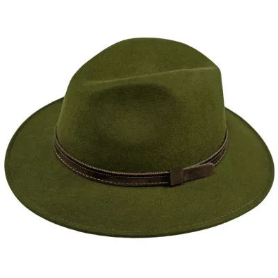 Chapeau Traveller Iraty Feutre Laine Olive - Traclet Reference : 19534| Chapellerie Traclet