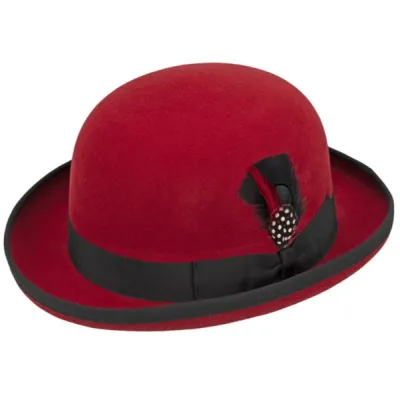Foldable Marius Bowler Hat Red Felt - Traclet  Reference: 19536 | Traclet Hat Shop