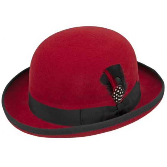 Foldable Marius Bowler Hat Red Felt - Traclet