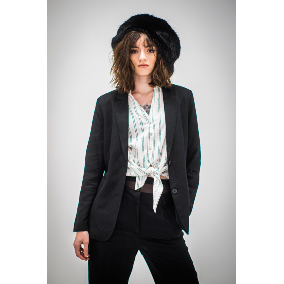 Black Faux Fur Beret Made in France - Traclet