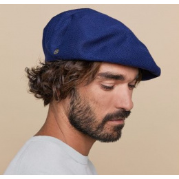 Blue Cotton Maxi Plumes Beret - Laulhère