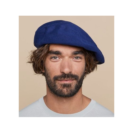 Blue Cotton Maxi Plumes Beret - Laulhère
