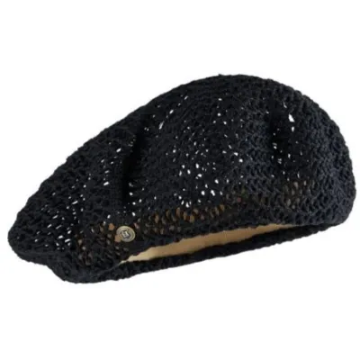 Black Cotton Summer Athleta Beret - Laulhère ref 19576 Traclet hat shop