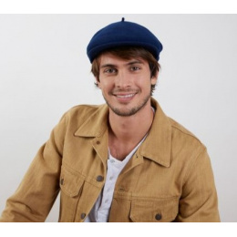 Navy Pau Wool Beret Cap - Laulhère