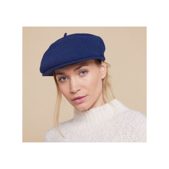 Casquette Béret Laine Pau Marine - Laulhère