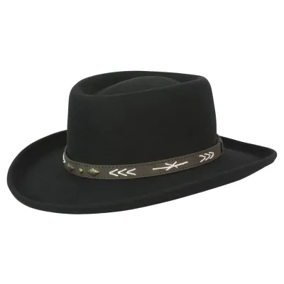 Conner Gambler Hat Black Wool Felt - Conner Hats Reference: 19567 | Traclet Hat Shop