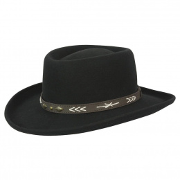 Gambler Hat Black Wool Felt UPF50+ - Conner Hats