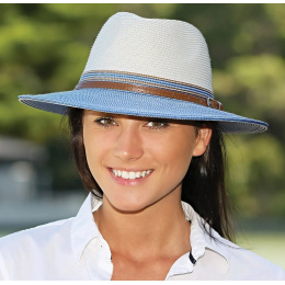 Fedora Bella Hat Ivory Blue UPF 50+ - House Of Ord