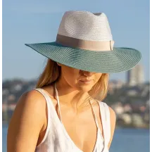 Chapeau Fedora Fiona Blanc et vert UPF50+ - House of Ord
