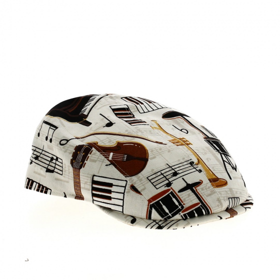 Beige Cotton Flat Music Cap - Traclet Beige Cotton Flat Music Cap - Traclet