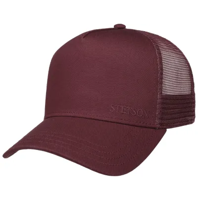 Casquette Baseball Trucker Coton Bordeaux  Stetson  Reference : 19669| Chapellerie Traclet