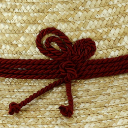 Geraldine Burgundy-Trimmed Straw Wide-Brimmed Hat - Traclet