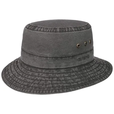 Reston Organic Cotton Black Bucket Hat - Stetson