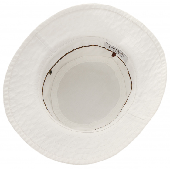 Reston Organic Cotton White Bucket Hat - Stetson