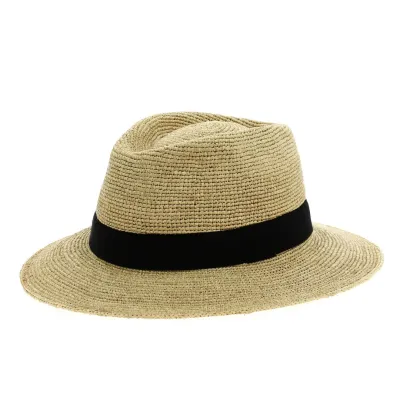 Chapeau Traveller Flavien Raphia Naturel ruban noir - Traclet