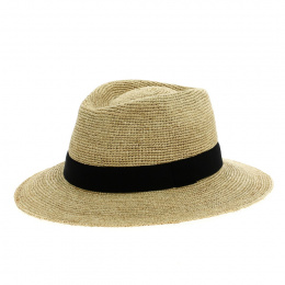 Traveller Hat Flavien Natural Raffia Black Ribbon - Traclet