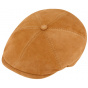 San Remo Cognac Leather Flat Cap - Traclet