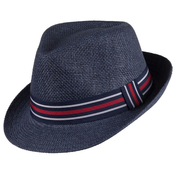 Blue Paper Straw Trilby Hat Nardo - Scippis