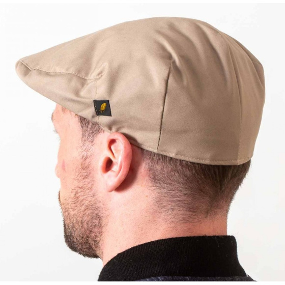 Beige Cotton Poplin Flat Cap - Hatman Beige Cotton Poplin Flat Cap - Hatman