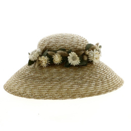 French Natural Straw Lampshade Hat - Traclet